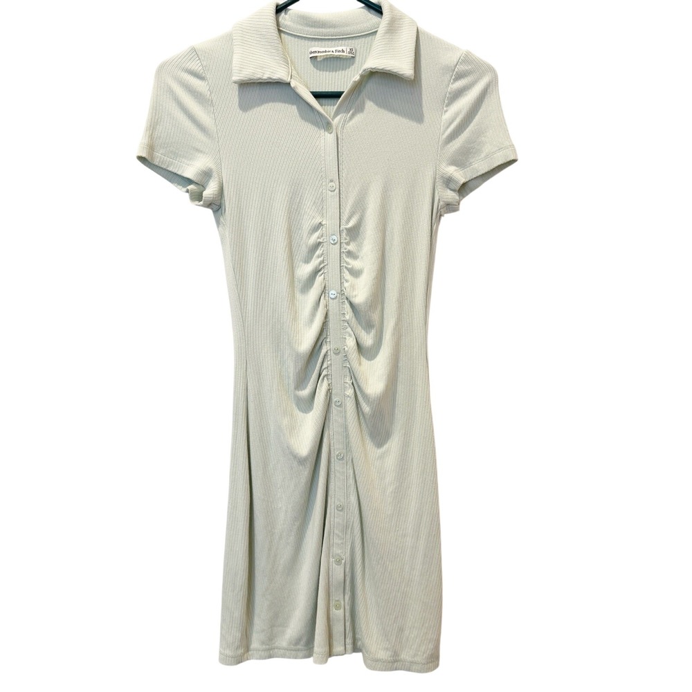 Abercrombie & Fitch Y2K‎ Ribbed Polo Mini Dress XS Button Down Green Preppy